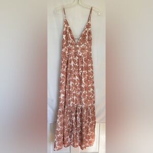 Abercrombie & Fitch Floral Maxi Skirt - Peach/Brown and White